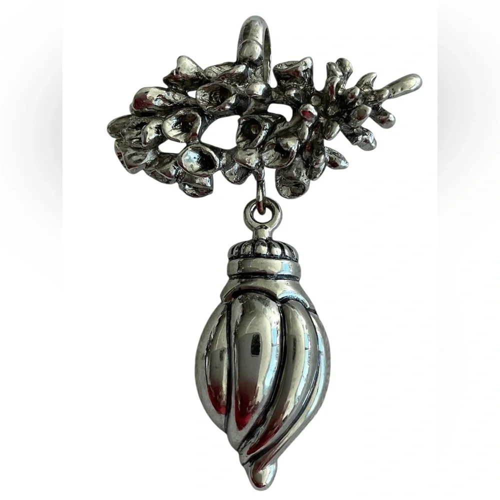 Rebecca Collins x Neiman Marcus Silver Seashell Coral Pendant Signed VTG